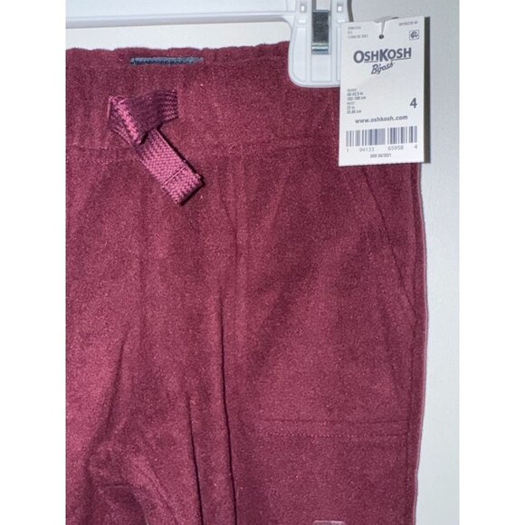 OshKosh Bgosh Toddler Fleece Pants Size 4 Burgundy - Picture 2 of 4